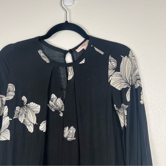 Forever 21 floral long sleeve blouse black‎ Sz XS - Picture 3 of 5